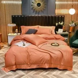 Lenjerie bumbac satinat orange colectia Dream House Lux, 2 persoane, 4 piese